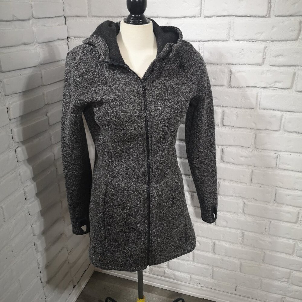 Joe Fresh Active Ladies Size Medium Black & Grey Fleece Lined Hooded Coat